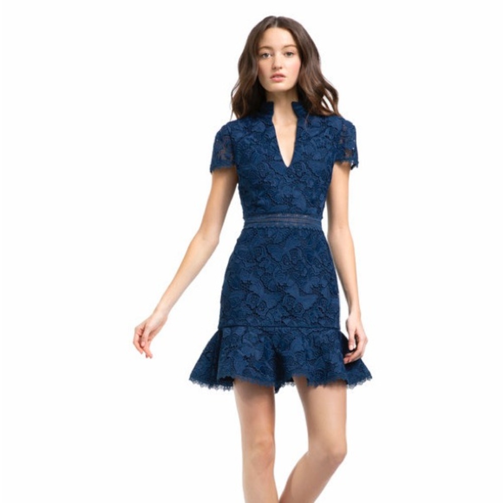 Alice + Olivia Navy Lace Mini Dress